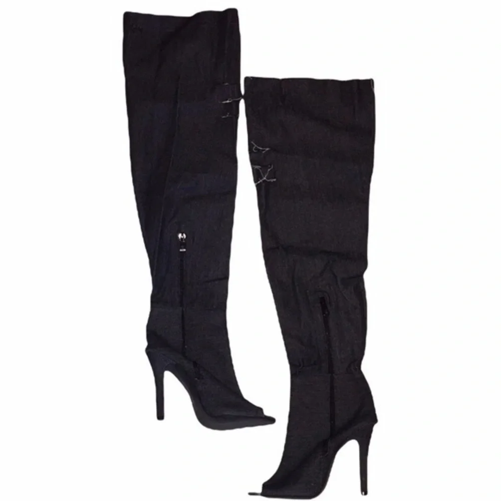 Over The Knee Denim Stilettos